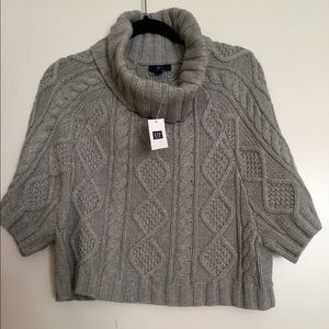 Gray short sleeve turtleneck crop sweater. New.